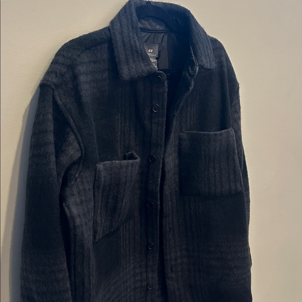 H&M Black Ribbed Button-Up Shacket - Picture 5 of 7